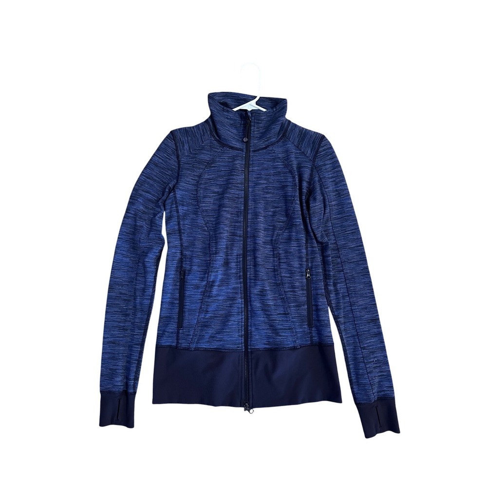Lululemon Athletica Blue Heathered Full Zip Jacket‎ Women's Size 8